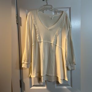 Cream long sleeve shirt